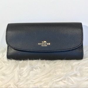 Coach Black Pebbled Leather Wallet with Checkbook
